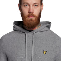 Lyle & Scott Seed Stitch Knitted Hoodie - Mid Grey Marl