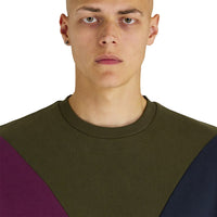 Lyle & Scott Argyle Panelled Crew Neck Sweatshirt - Olive