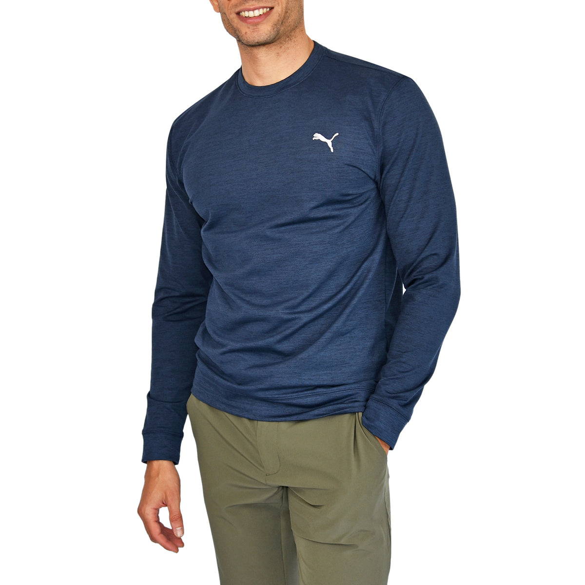 Puma Cloudspun Golf Crewneck - Navy Blazer Heather