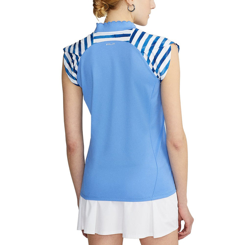 RLX Ralph Lauren Women's Cap Sleeve Quarter Zip Pique Golf Shirt - Bright Blue