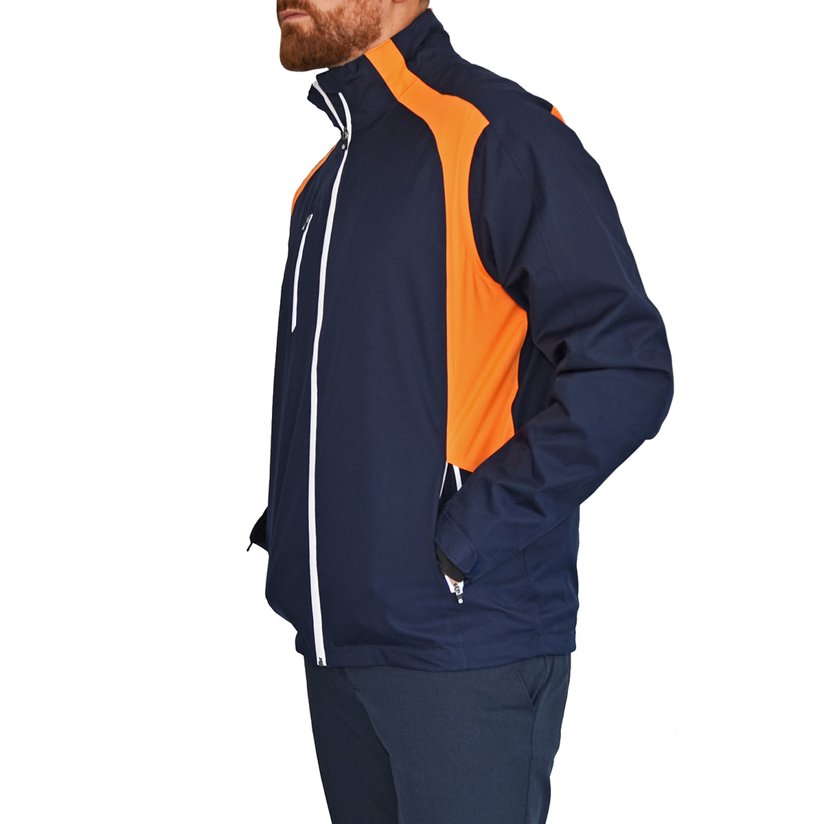 Sunderland Valberg Waterproof Golf Jacket - Navy/Lava/White