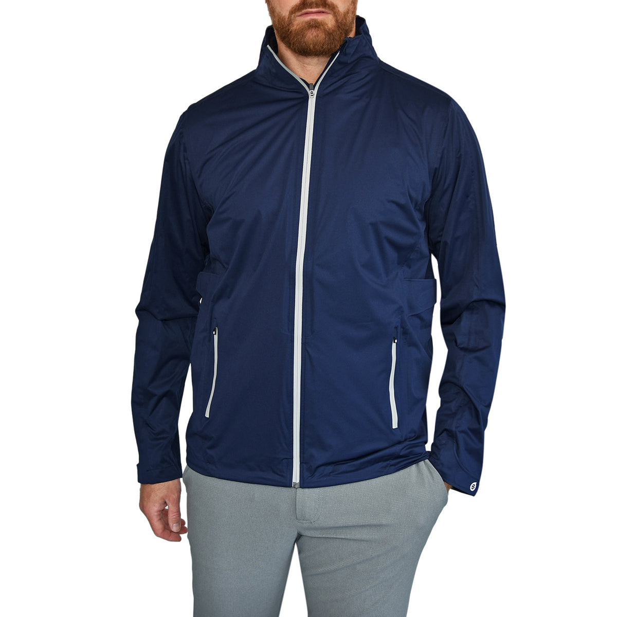 Sunderland Whisperdry Pro-Lite Lightweight Waterproof Golf Jacket - Navy/Silver