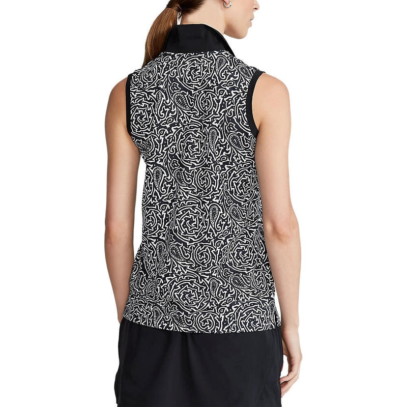 RLX Ralph Lauren Women's Printed Airflow Sleeveless Golf Shirt - Polo Black Block Print Vines