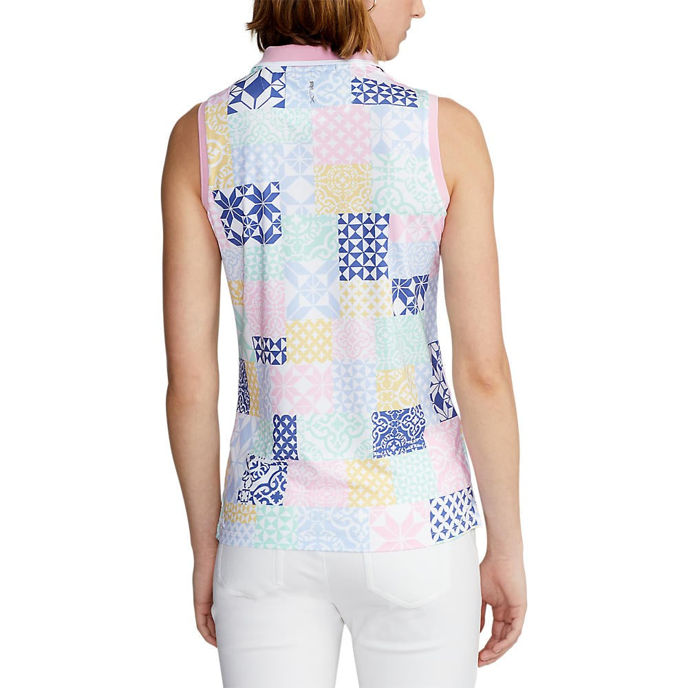 RLX Ralph Lauren Women's Printed Airflow Performance Sleeveless Golf Shirt - Stamped Geo Patchwork