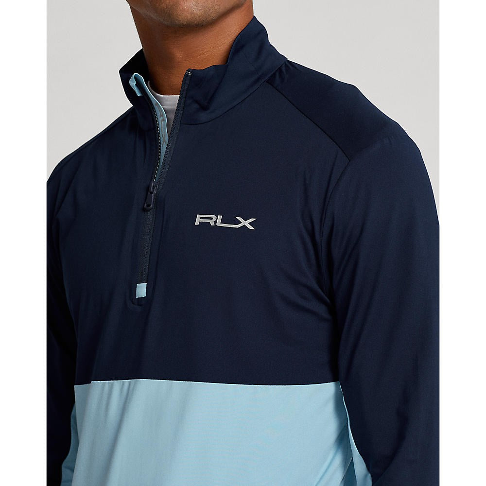 RLX Ralph Lauren Peached Airflow Jersey 1/4 Zip Midlayer - Powder Blue/ French Navy