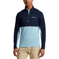 RLX Ralph Lauren Peached Airflow Jersey 1/4 Zip Midlayer - Powder Blue/ French Navy