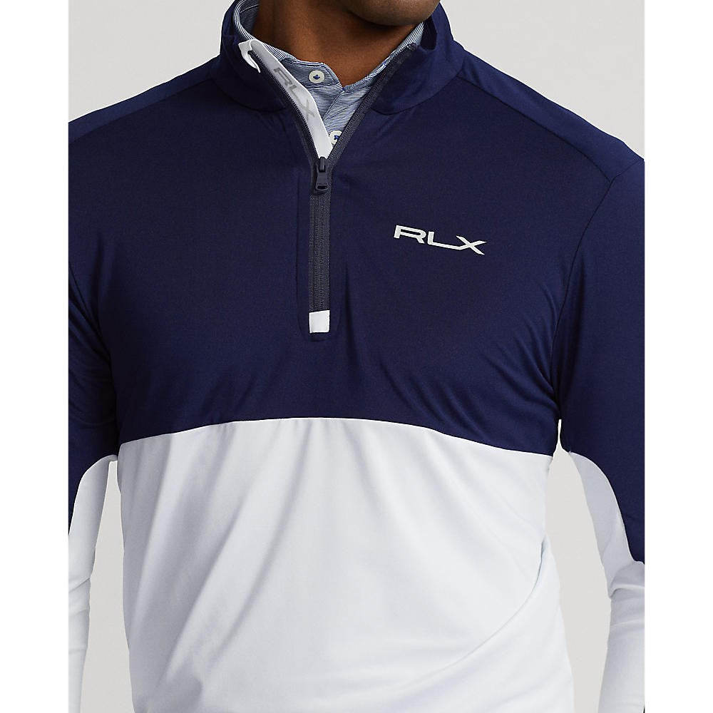 RLX Ralph Lauren Peached Airflow Jersey 1/4 Zip Midlayer - Pure White/ French Navy