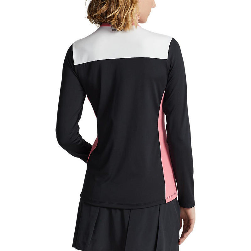 RLX Ralph Lauren Women's Power Stretch 1/4 Zip Pull Over - Polo Black/Desert Rose Multi